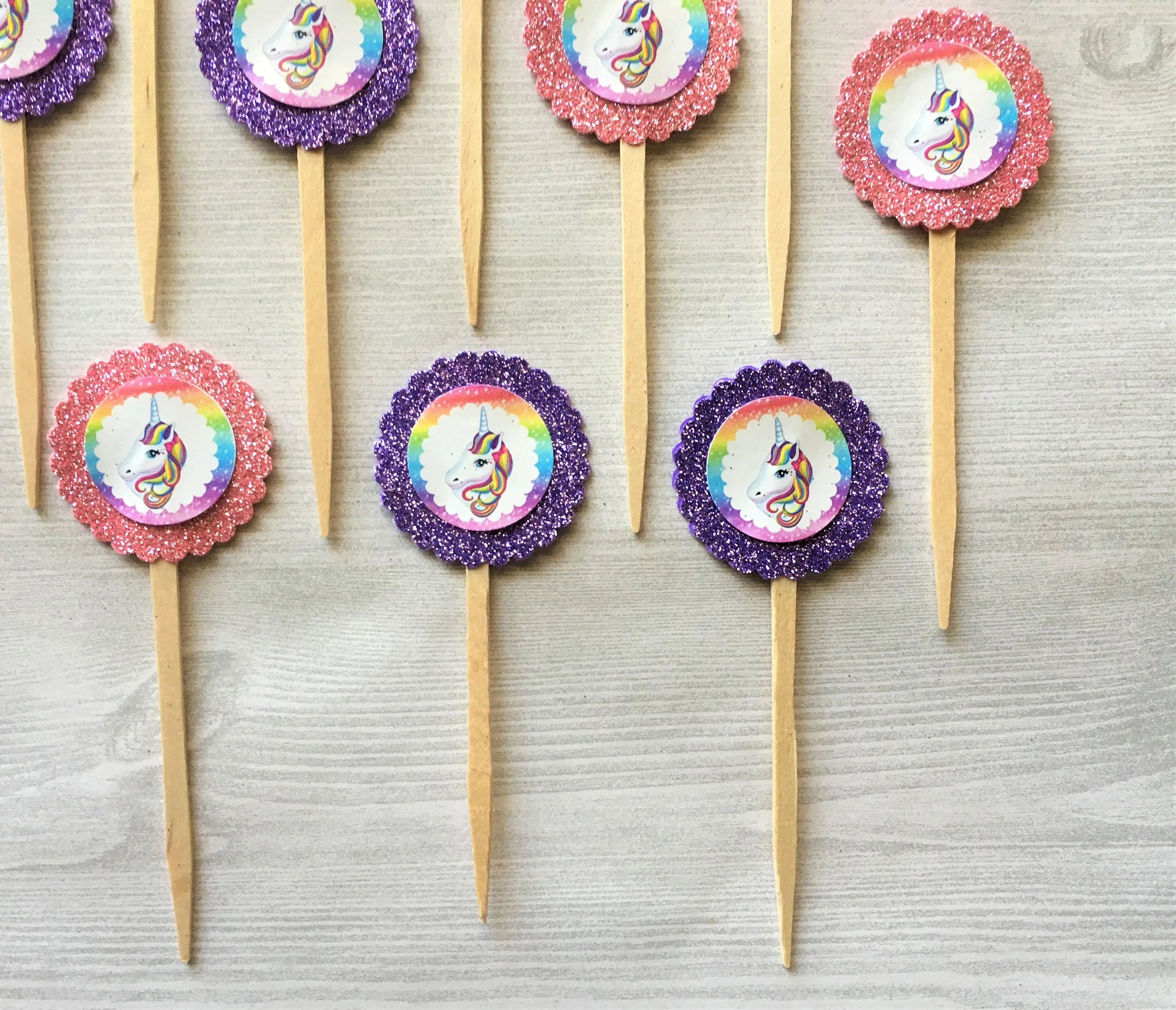 Unicorn Cupcake Toppers, Set of 12