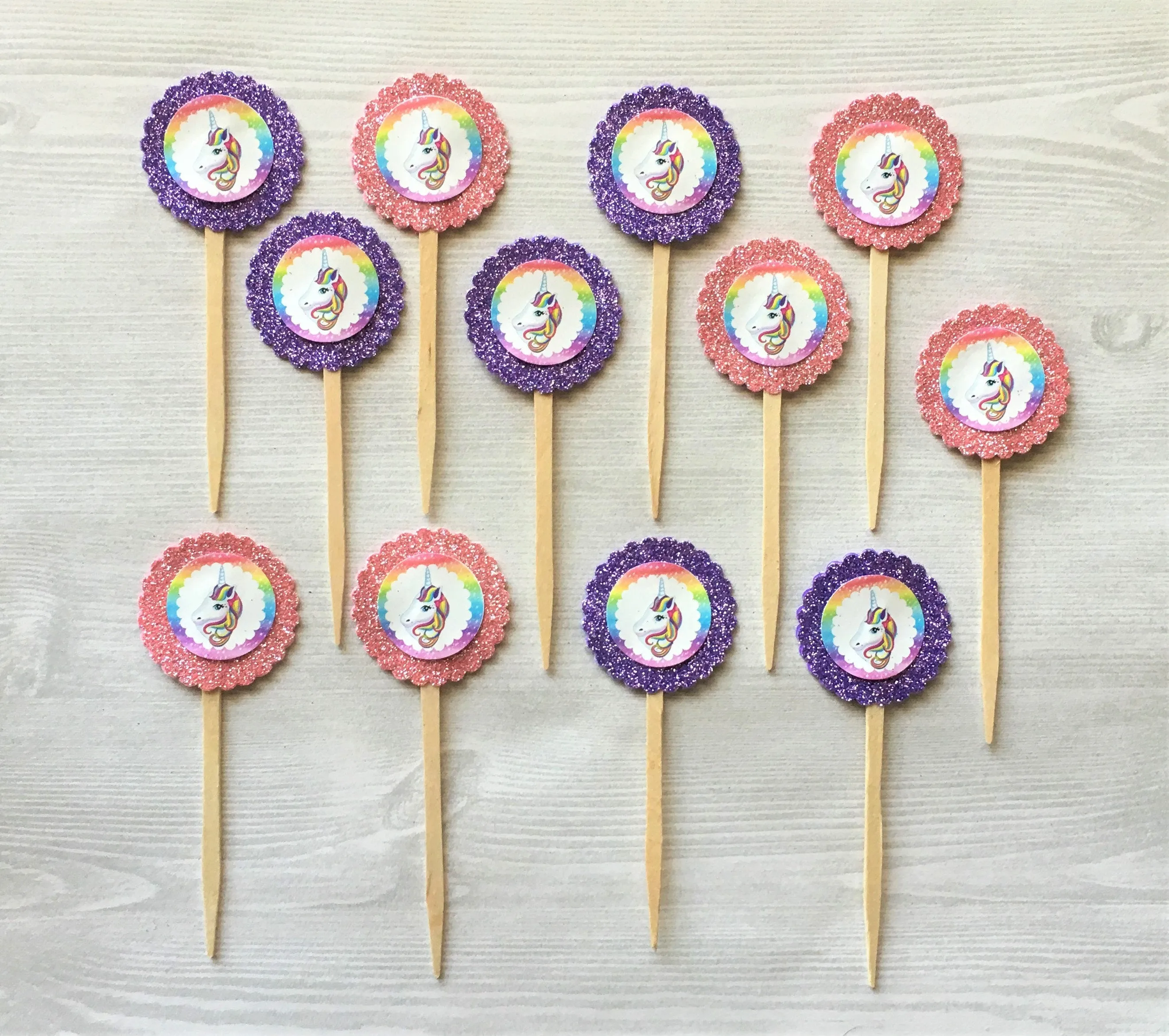 Unicorn Cupcake Toppers, Set of 12