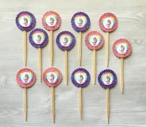 Unicorn Cupcake Toppers, Set of 12