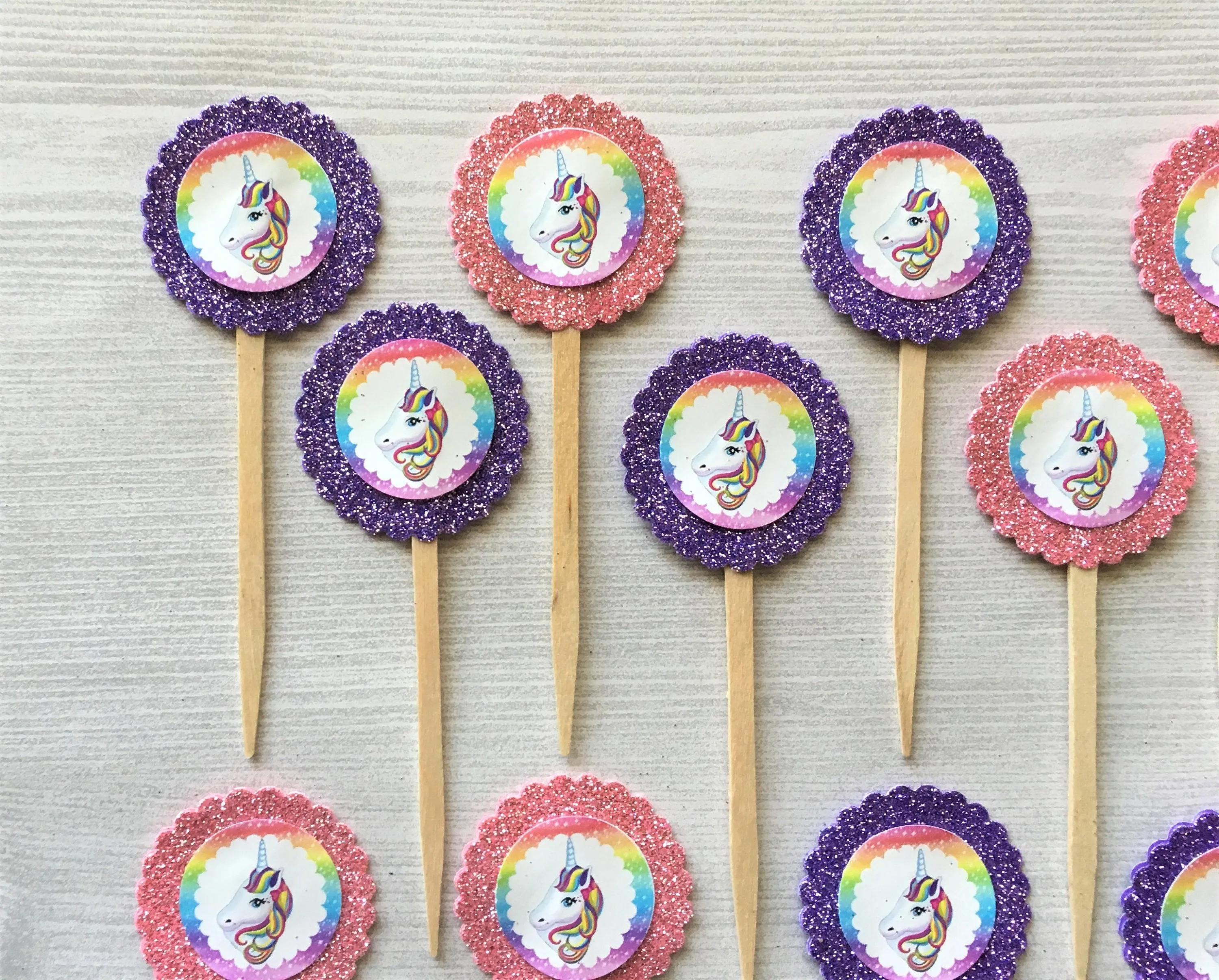 Unicorn Cupcake Toppers, Set of 12