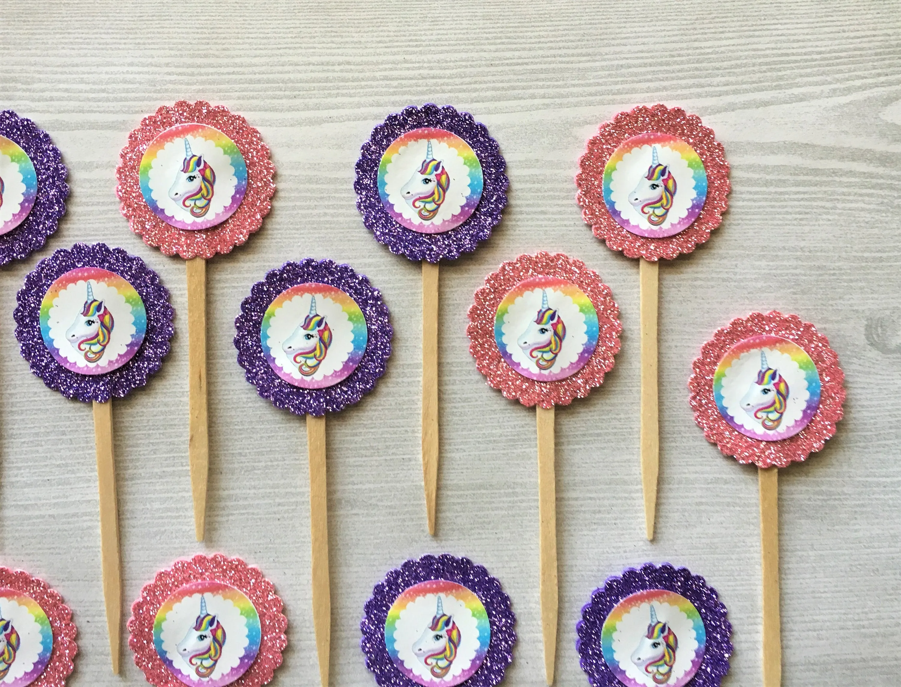 Unicorn Cupcake Toppers, Set of 12