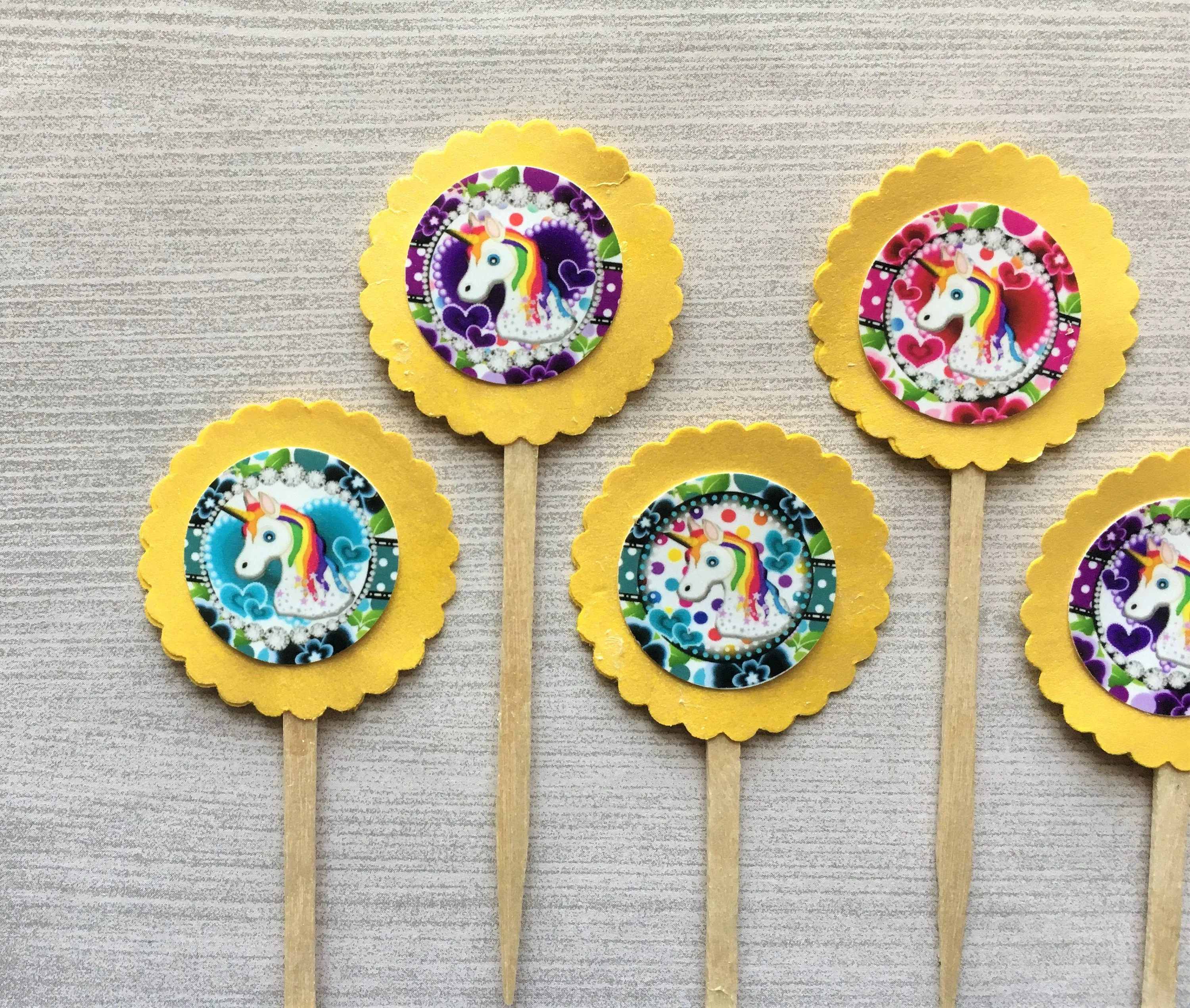 Unicorn Cupcake Toppers, Set of 6