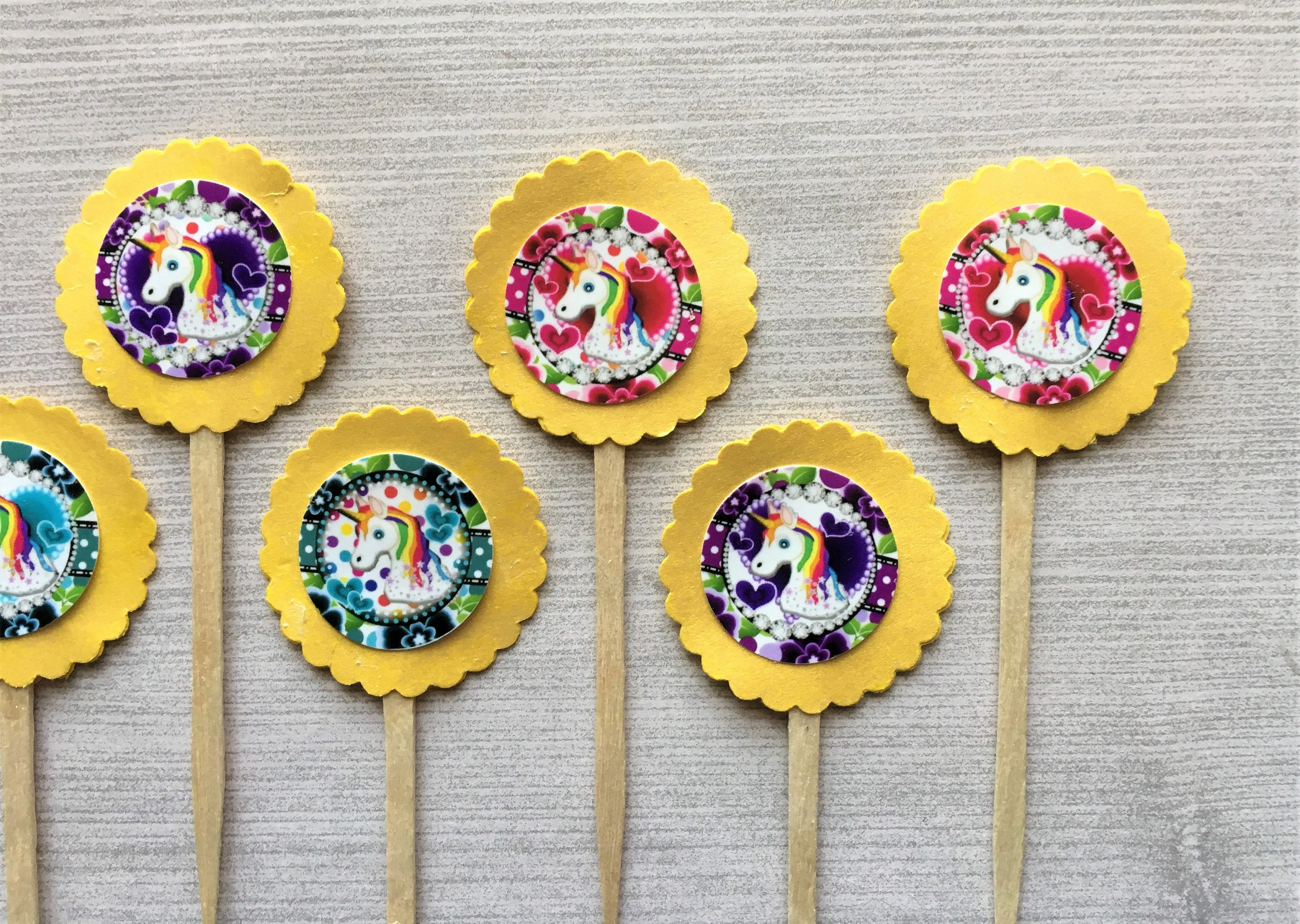 Unicorn Cupcake Toppers, Set of 6