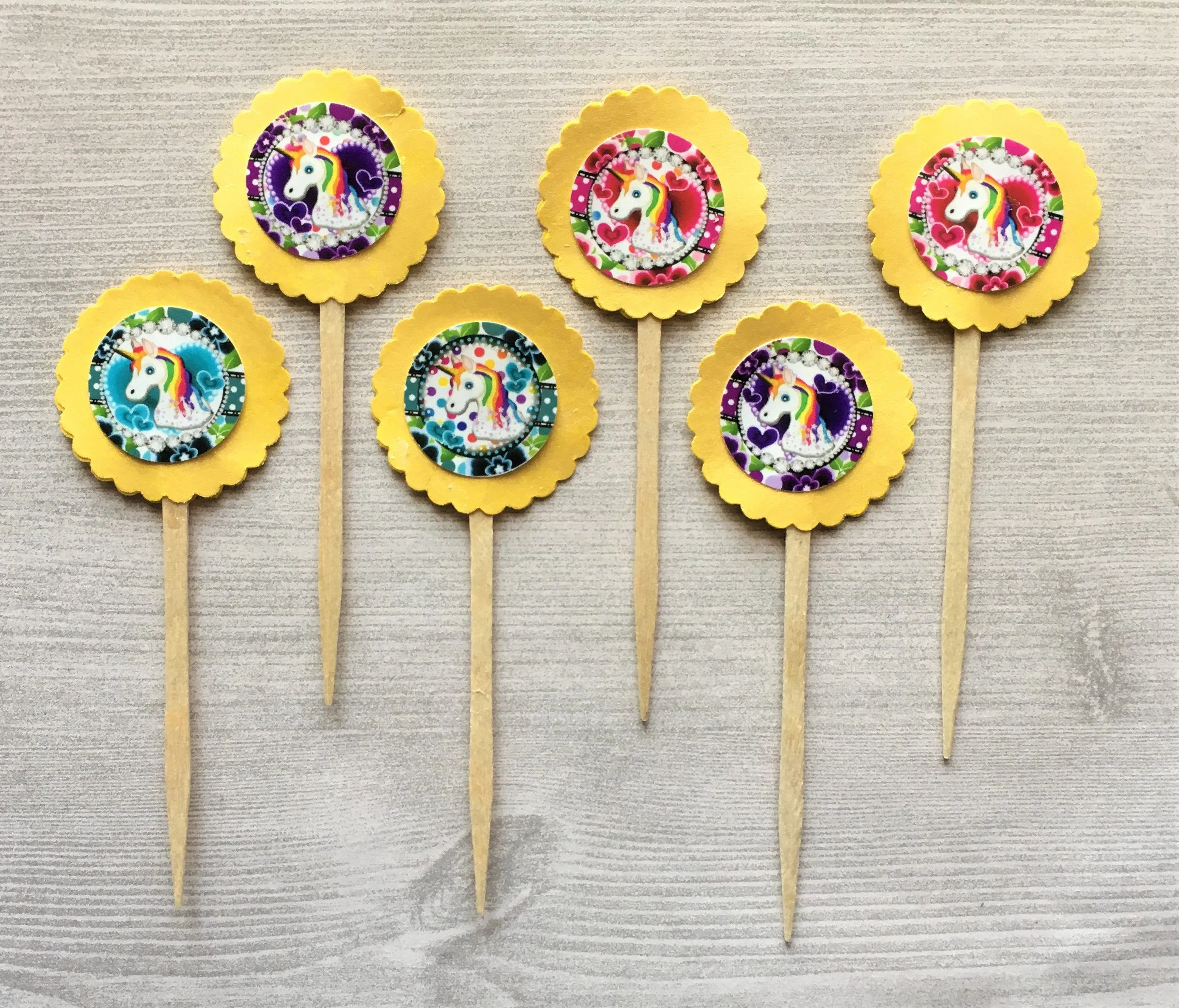 Unicorn Cupcake Toppers, Set of 6