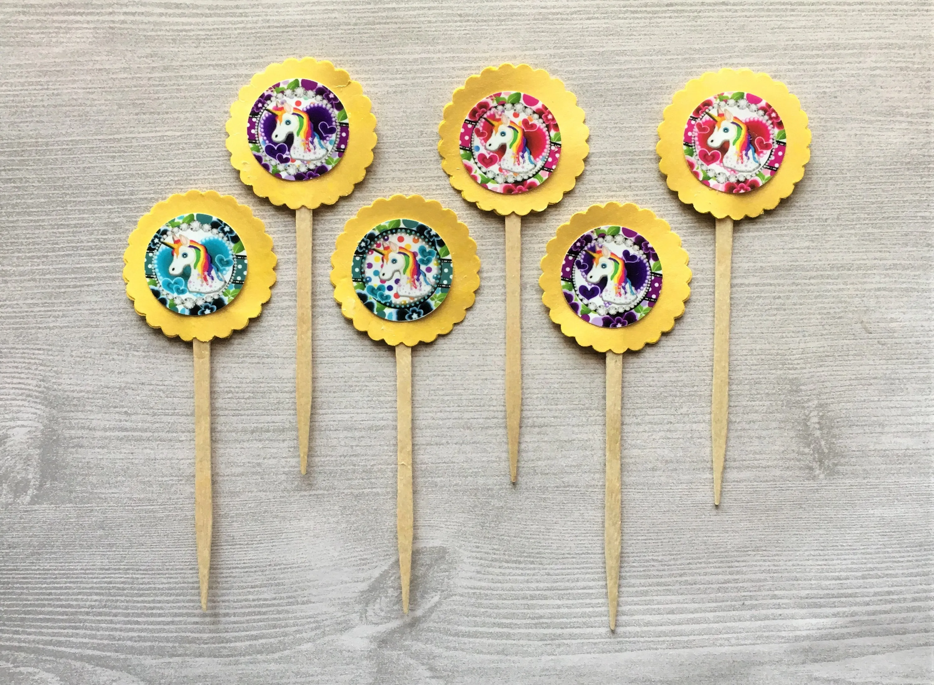 Unicorn Cupcake Toppers, Set of 6