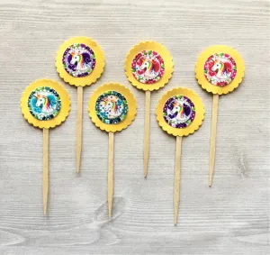 Unicorn Cupcake Toppers, Set of 6