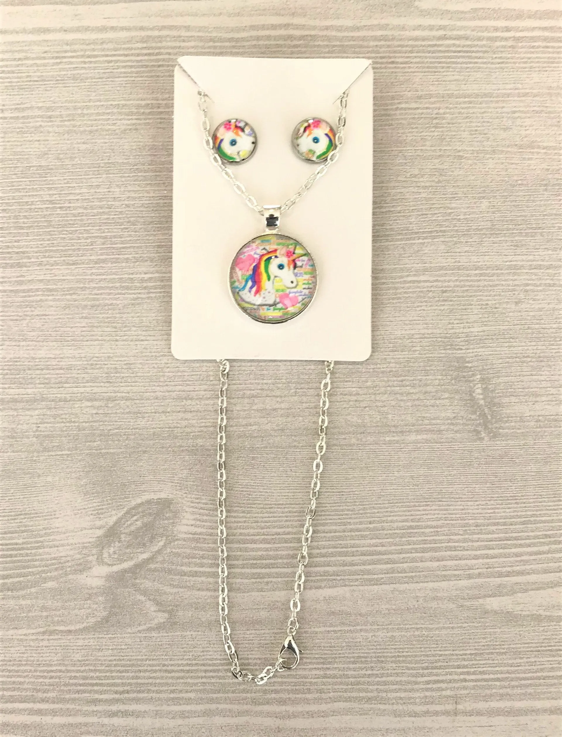 Unicorn Necklace and Earrings