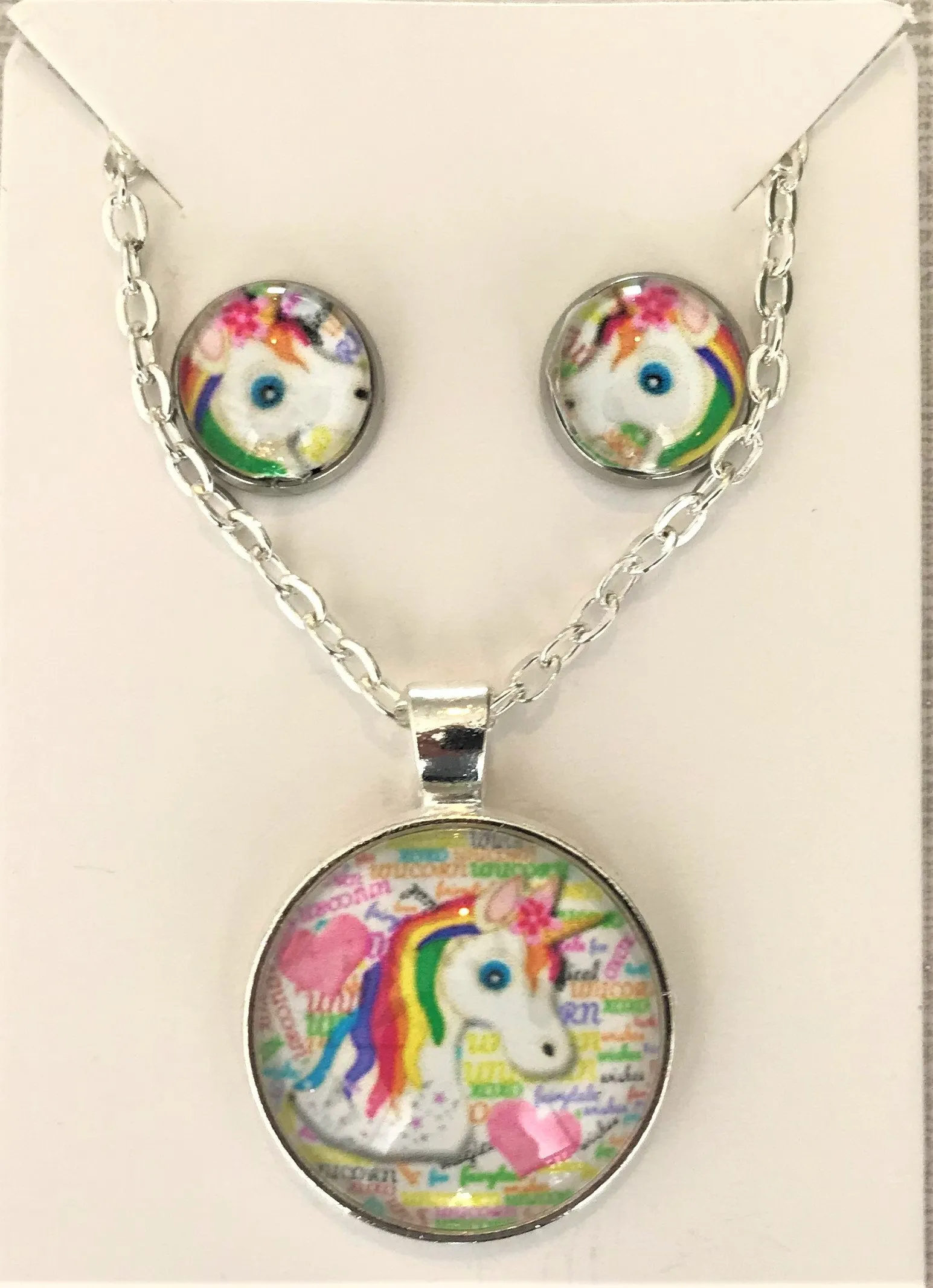 Unicorn Necklace and Earrings