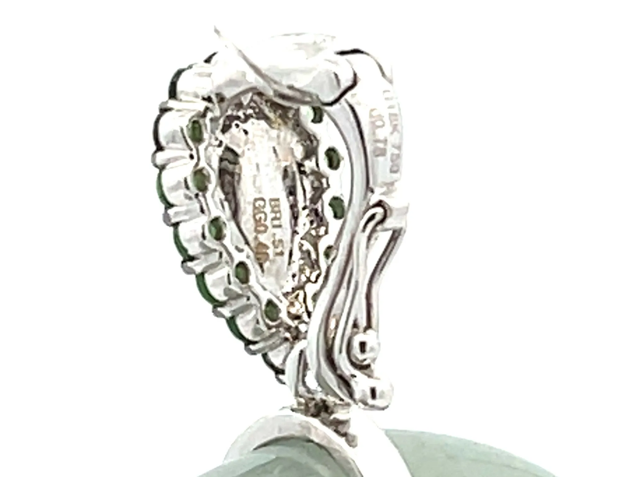 Unique Large Round Jade, Diamond, Emerald & Moonstone Panda Pendant in 18K Gold