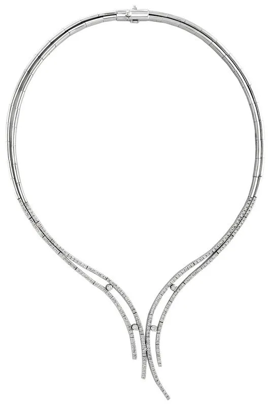 V SHAPE DIAMOND NECKLACE 14K GOLD (4 CTW)