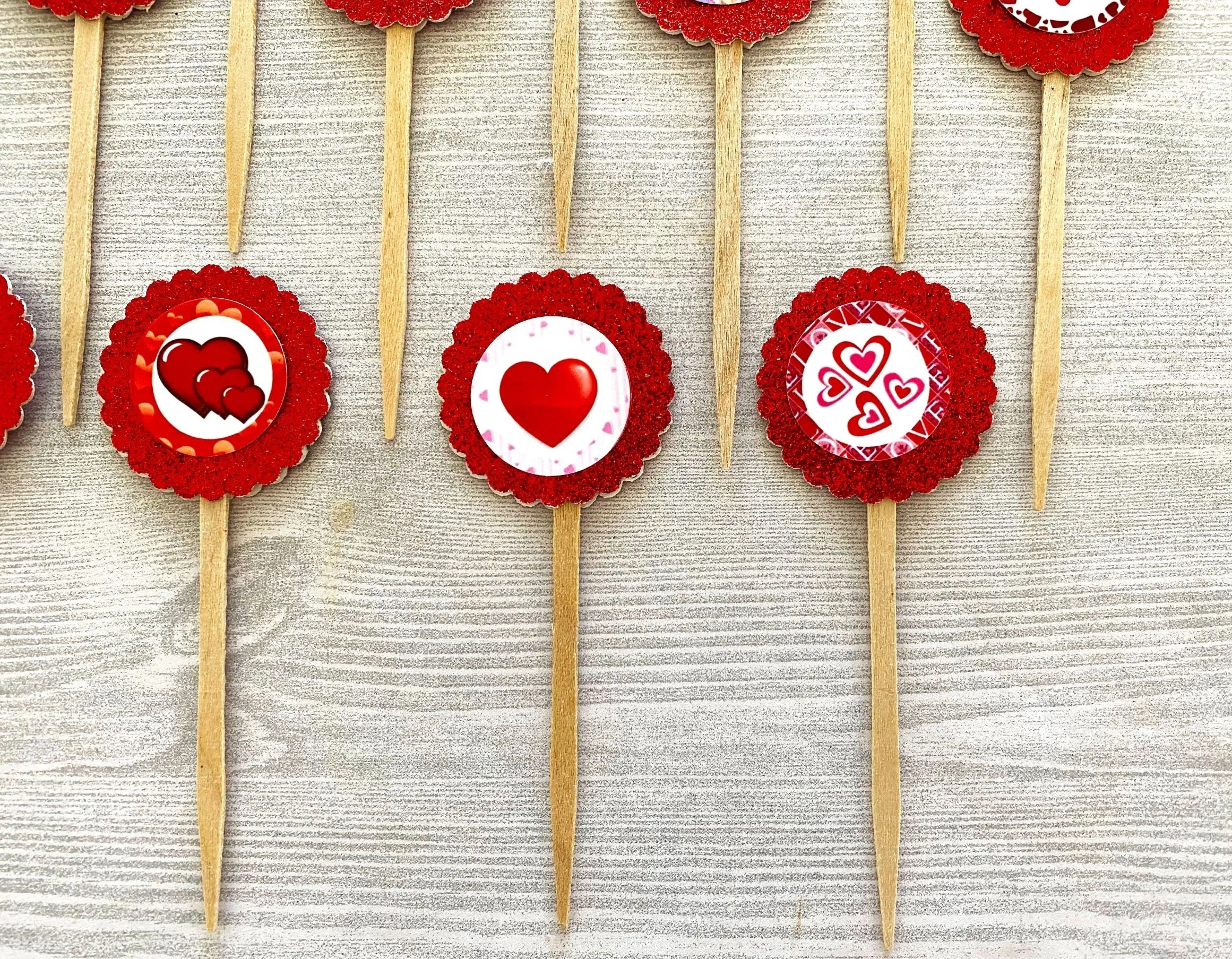 Valentines Cupcake Toppers, Set of 12
