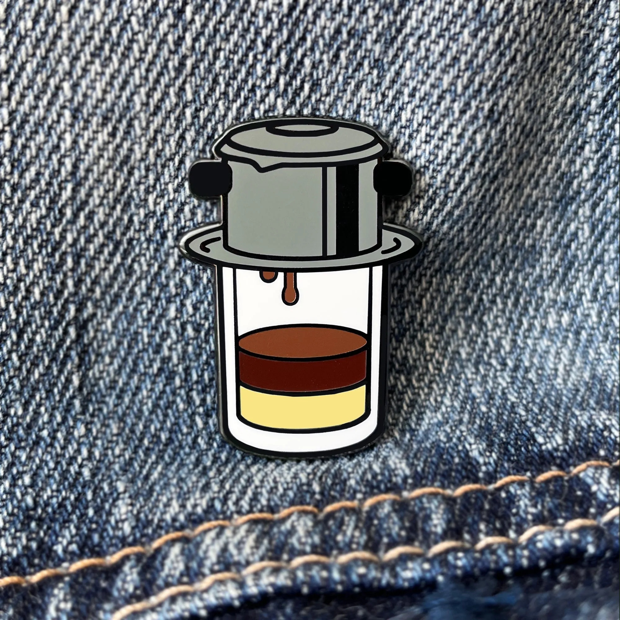 Vietnam: Vietnamese Ice Coffee (Cafe Sua Da) Lapel Enamel Pin
