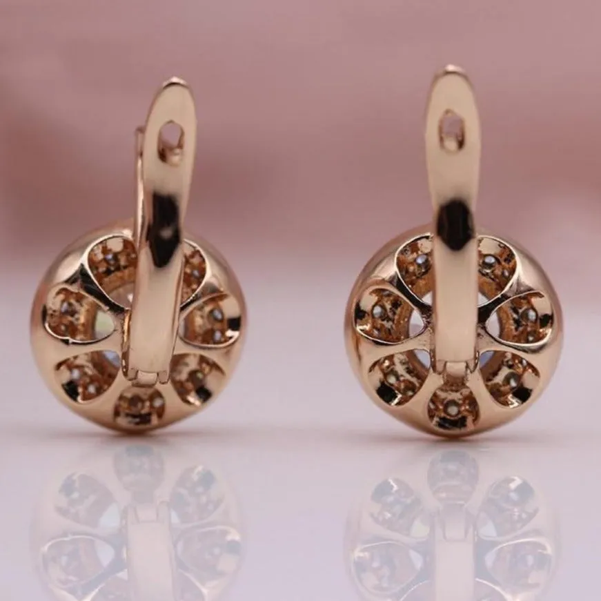 Vintage 18K Rose Gold Stud Earrings Women Wedding Jewelry