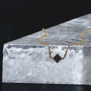 Void Natural Black Diamond Alternative Pendant with a Yellow Necklace