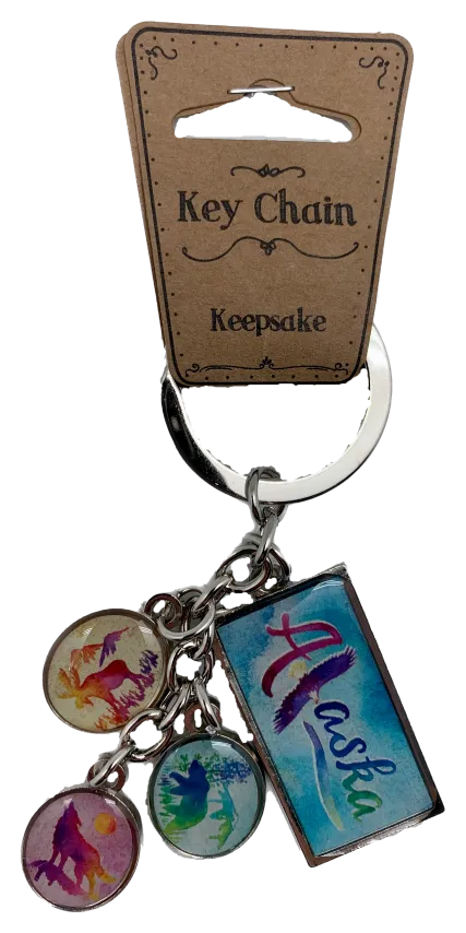 Watercolor Alaska Animal Charms Keychain