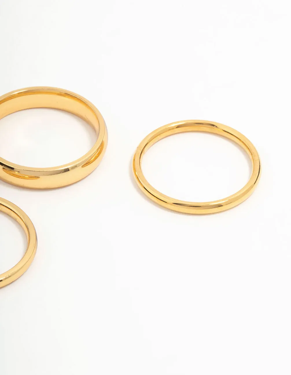 Waterproof Gold Plated Stainless Steel Fanned Stacking Rings 3-Pack