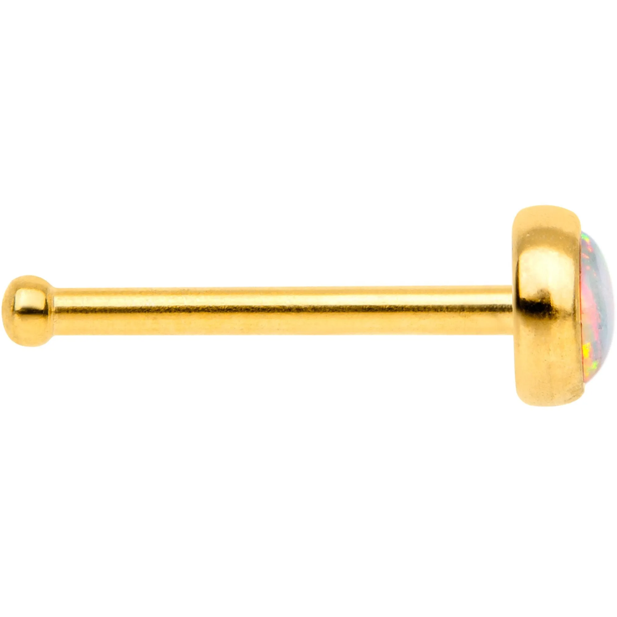 White 3mm Synthetic Opal Gold Tone Press Fit Nose Bone