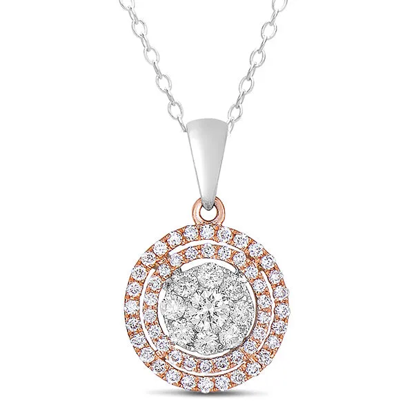 White & Rose Gold Diamond Pendant