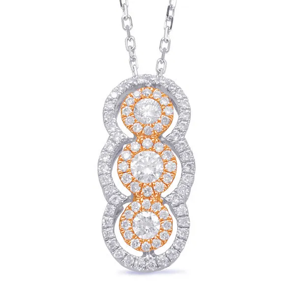 White & Rose Gold Diamond Pendant