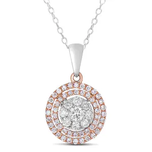White & Rose Gold Diamond Pendant