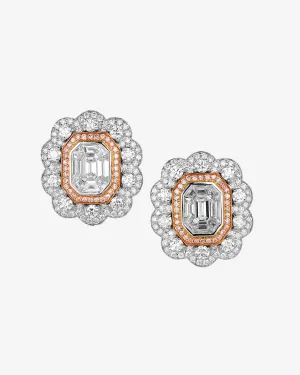 White and Pink Diamond Earrings