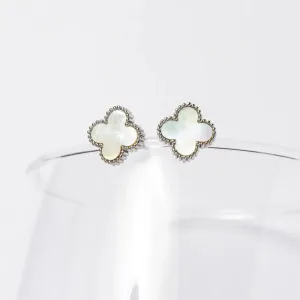 White Clover Stone Stud Earrings