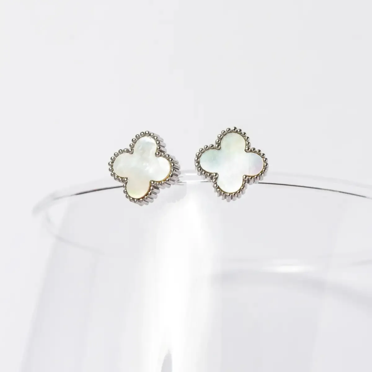 White Clover Stone Stud Earrings