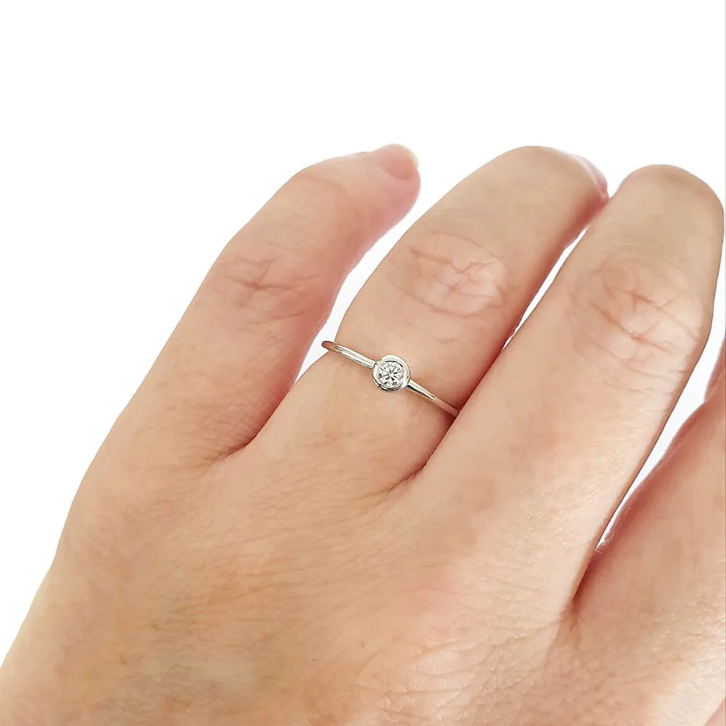 White Gold Bezel Set Diamond Stacking Ring
