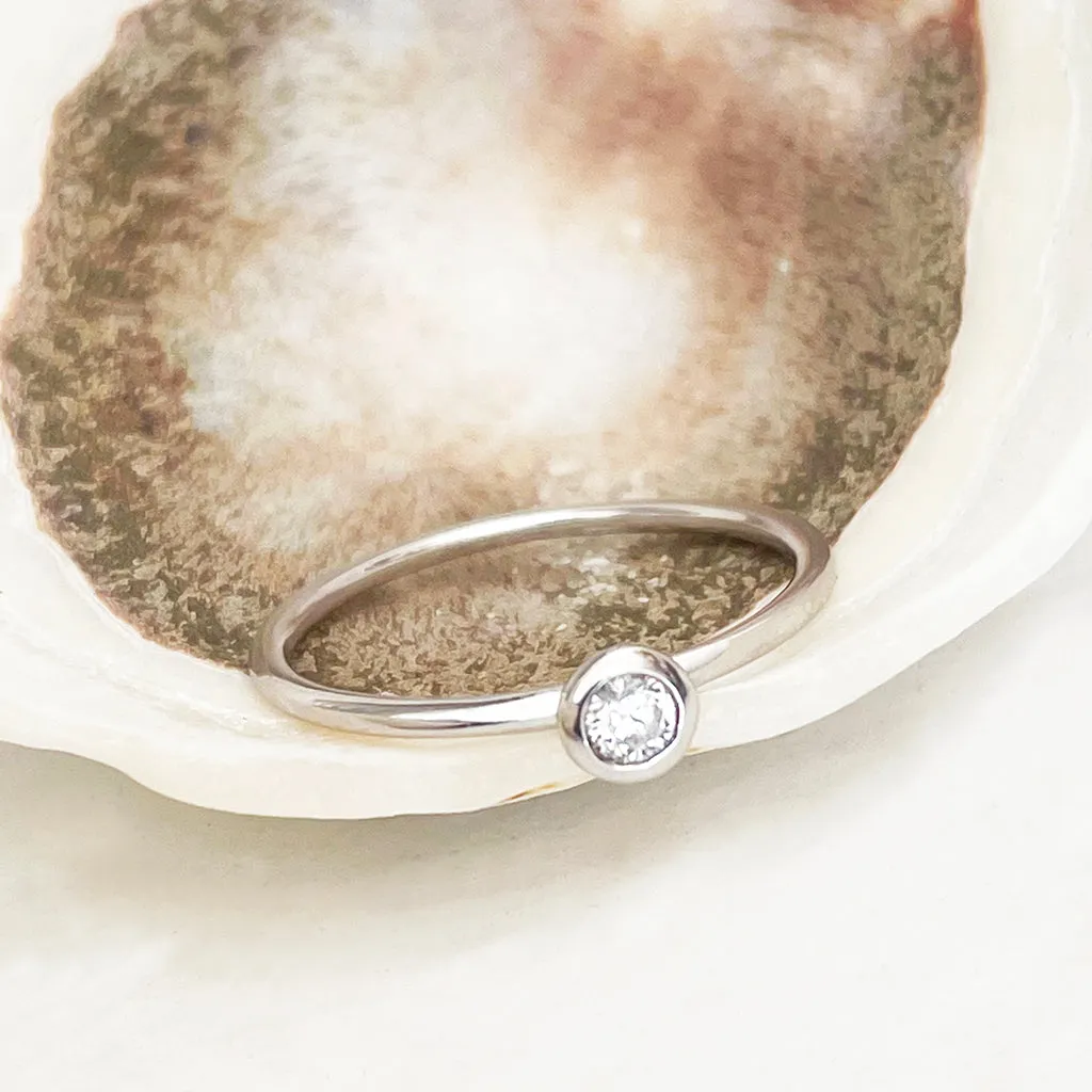 White Gold Bezel Set Diamond Stacking Ring