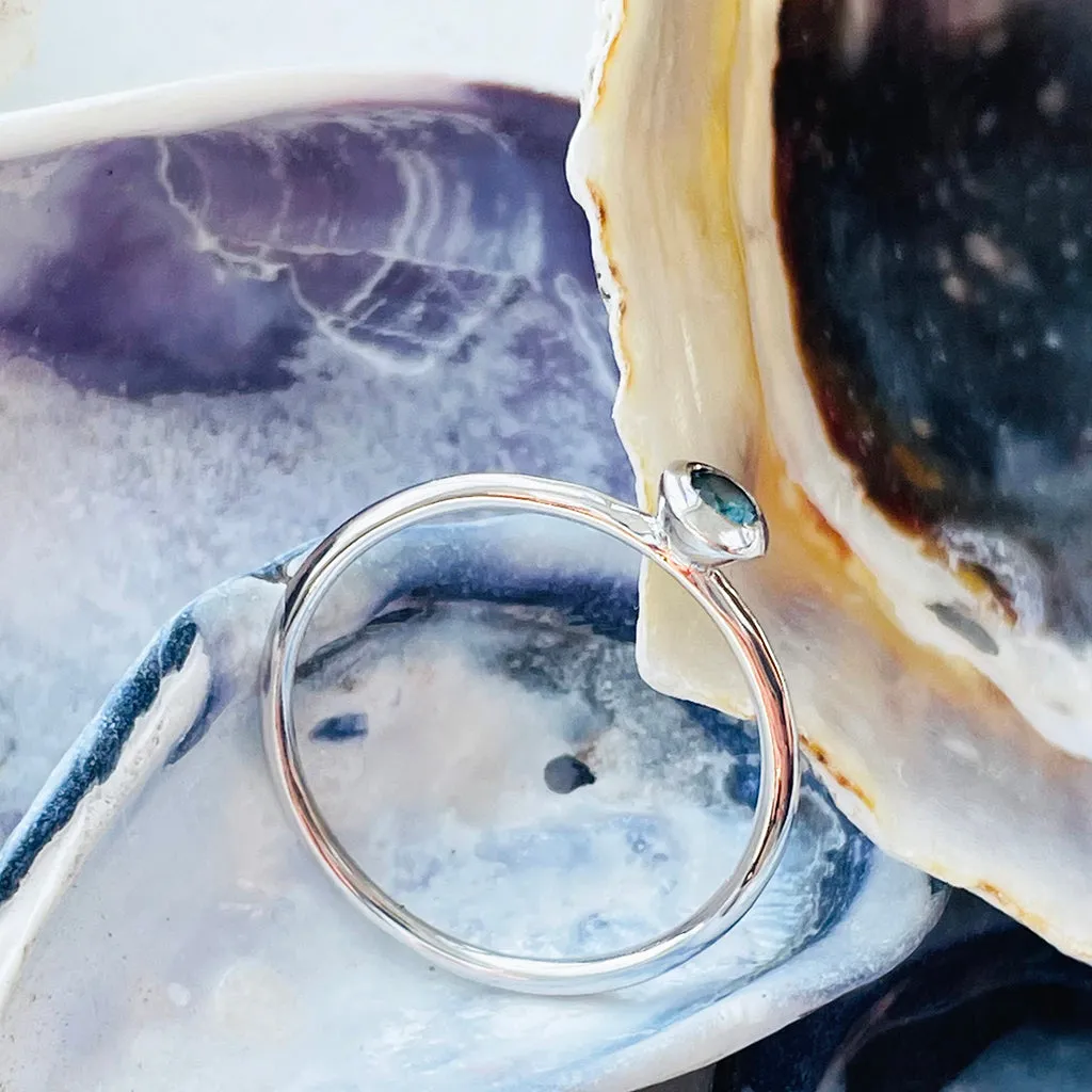 White Gold Bezel Set London Blue Topaz Stacking Ring