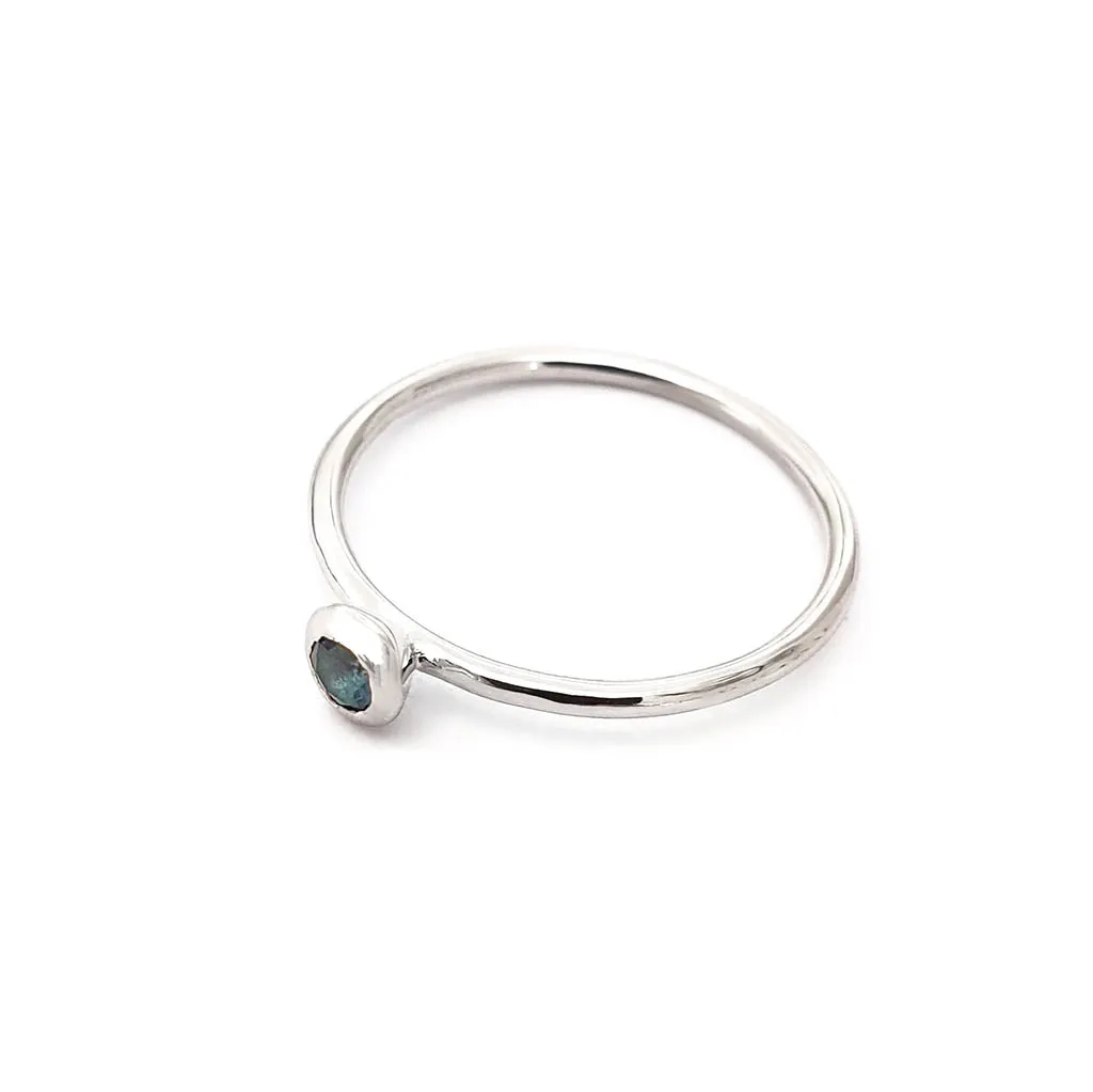 White Gold Bezel Set London Blue Topaz Stacking Ring