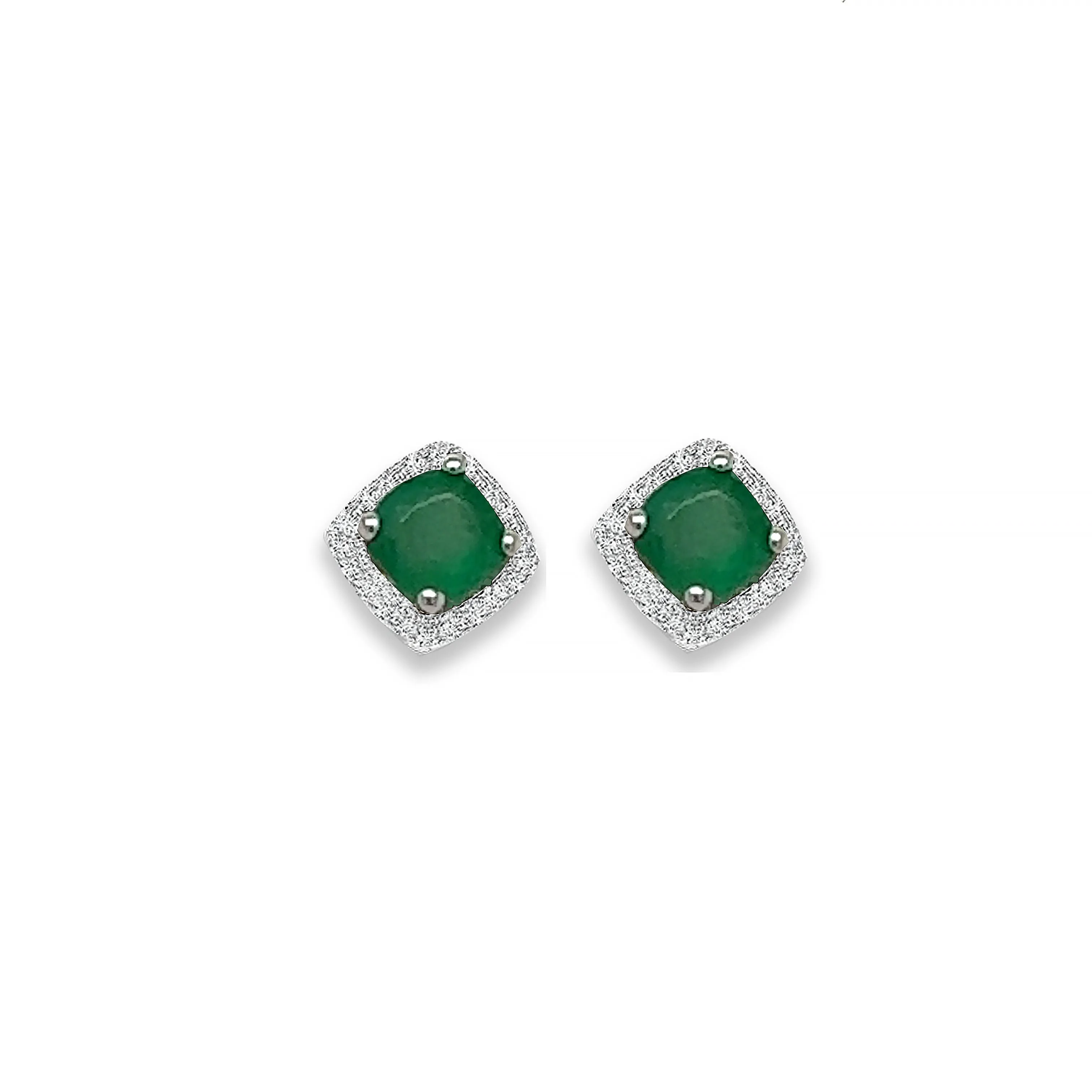 White Gold Emerald & Diamond Earrings