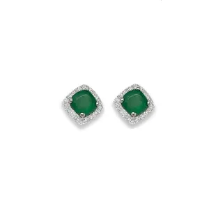 White Gold Emerald & Diamond Earrings