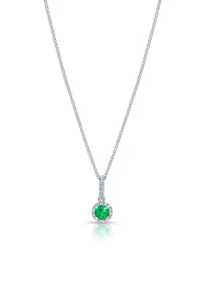 White Gold Emerald and Diamond Pendant