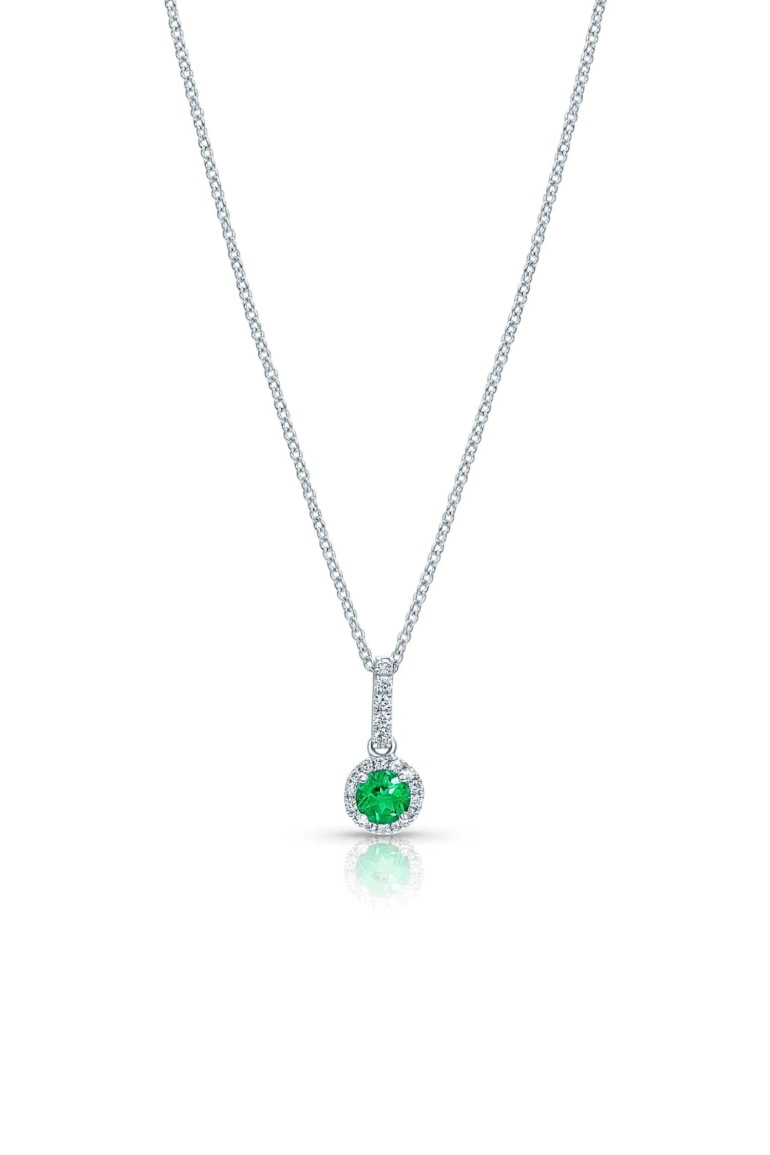 White Gold Emerald and Diamond Pendant