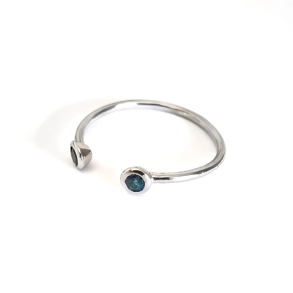 White Gold Open Double Bezel 2.5mm London Blue Topaz Stacking Ring