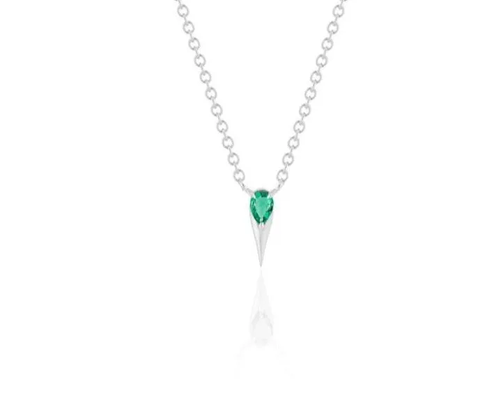 White Gold Pear-Shaped Emerald Necklace