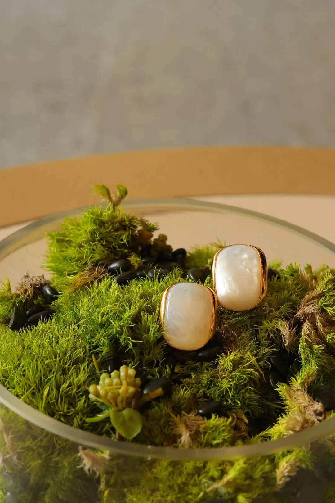 White Mother-of-Pearl Square Earrings