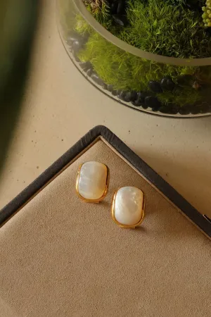 White Mother-of-Pearl Square Earrings