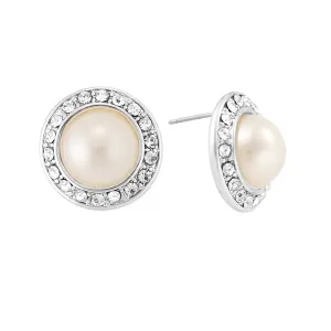 WHITE PEARL CRYSTAL STUD EARRINGS #SWR-CP3047SIL (TG13)