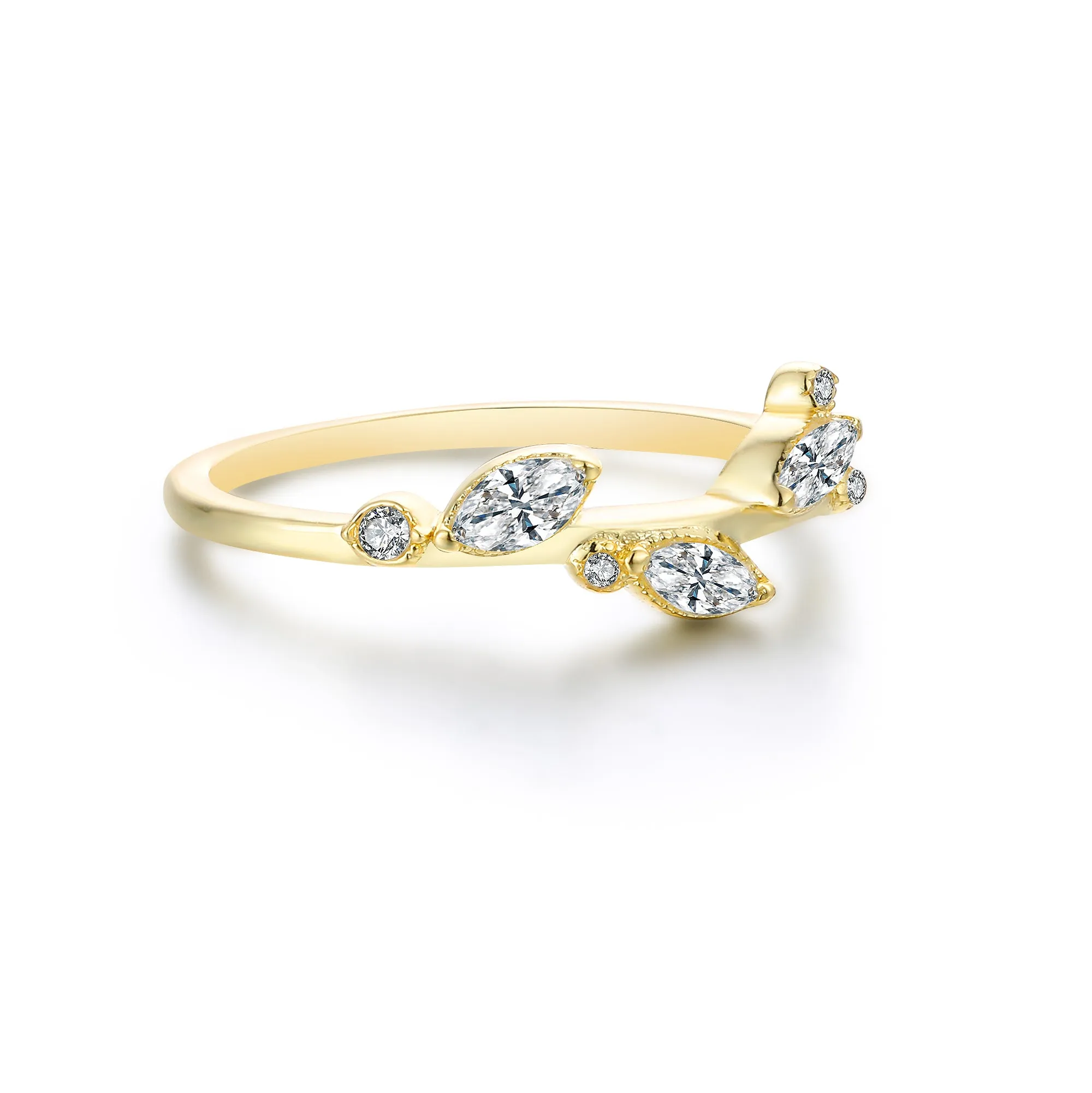 White Topaz Laurel Vine Ring