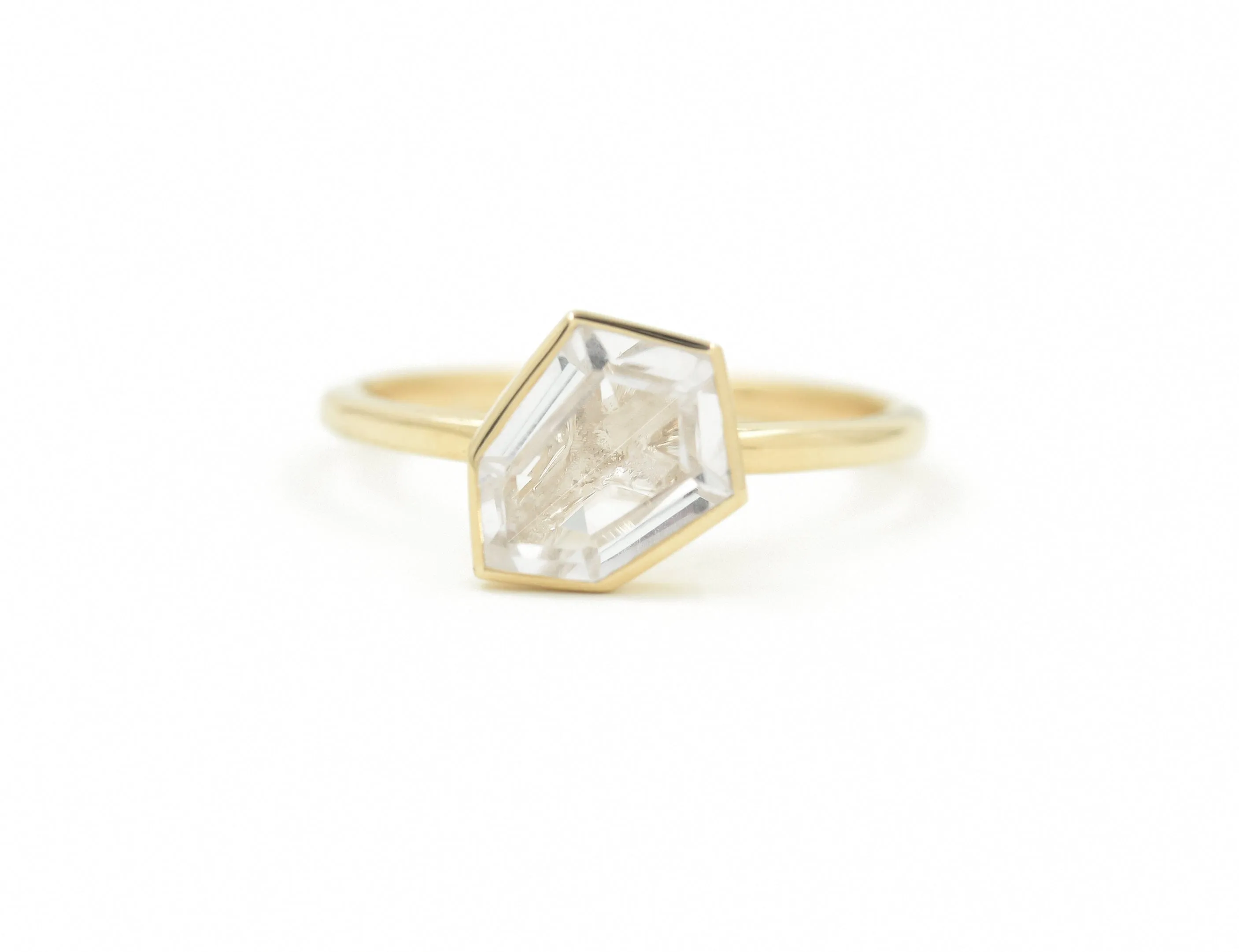 White Topaz Shield Jollie Ring