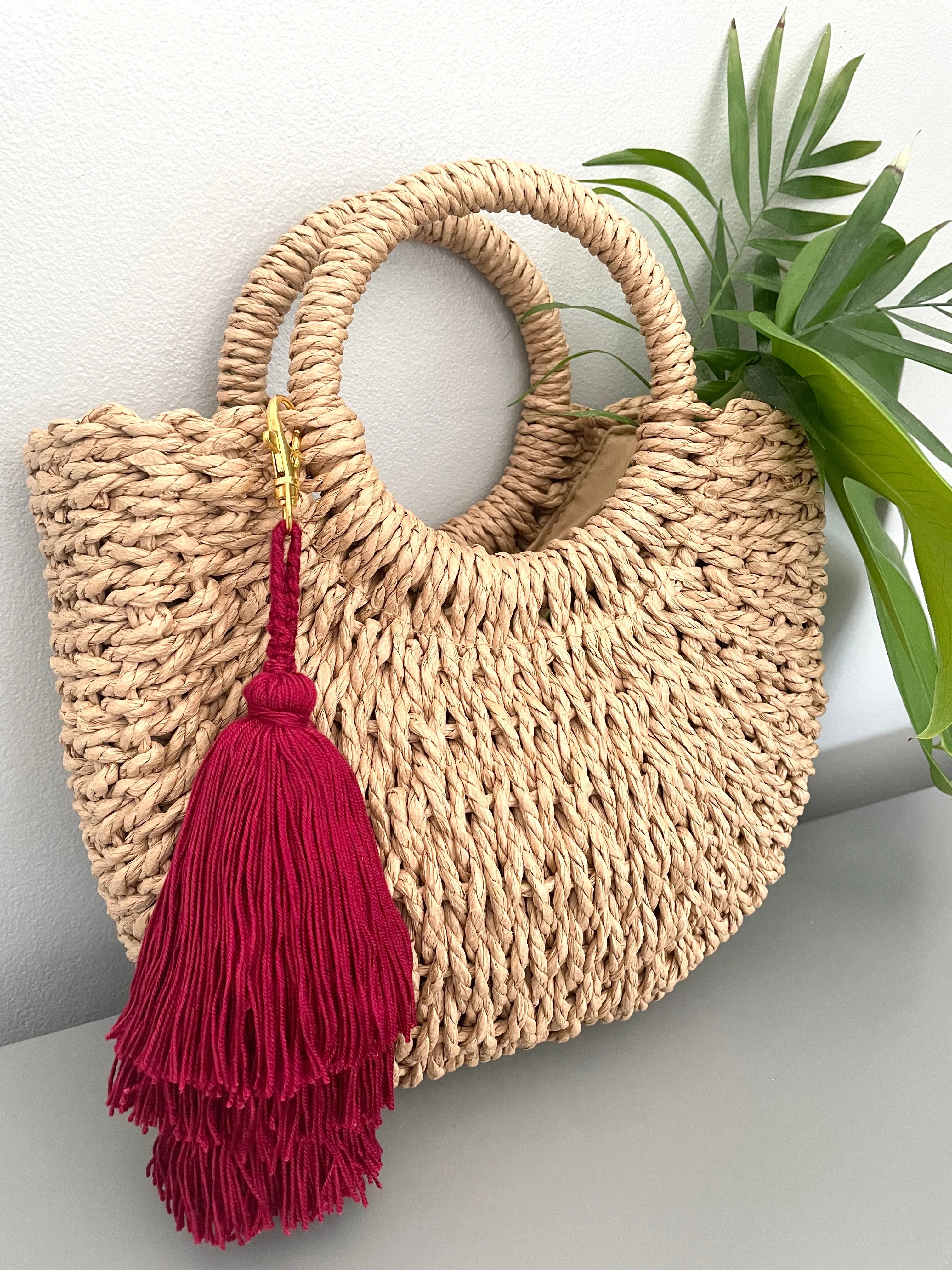Wine Red Tassel Keychain Bag decoration