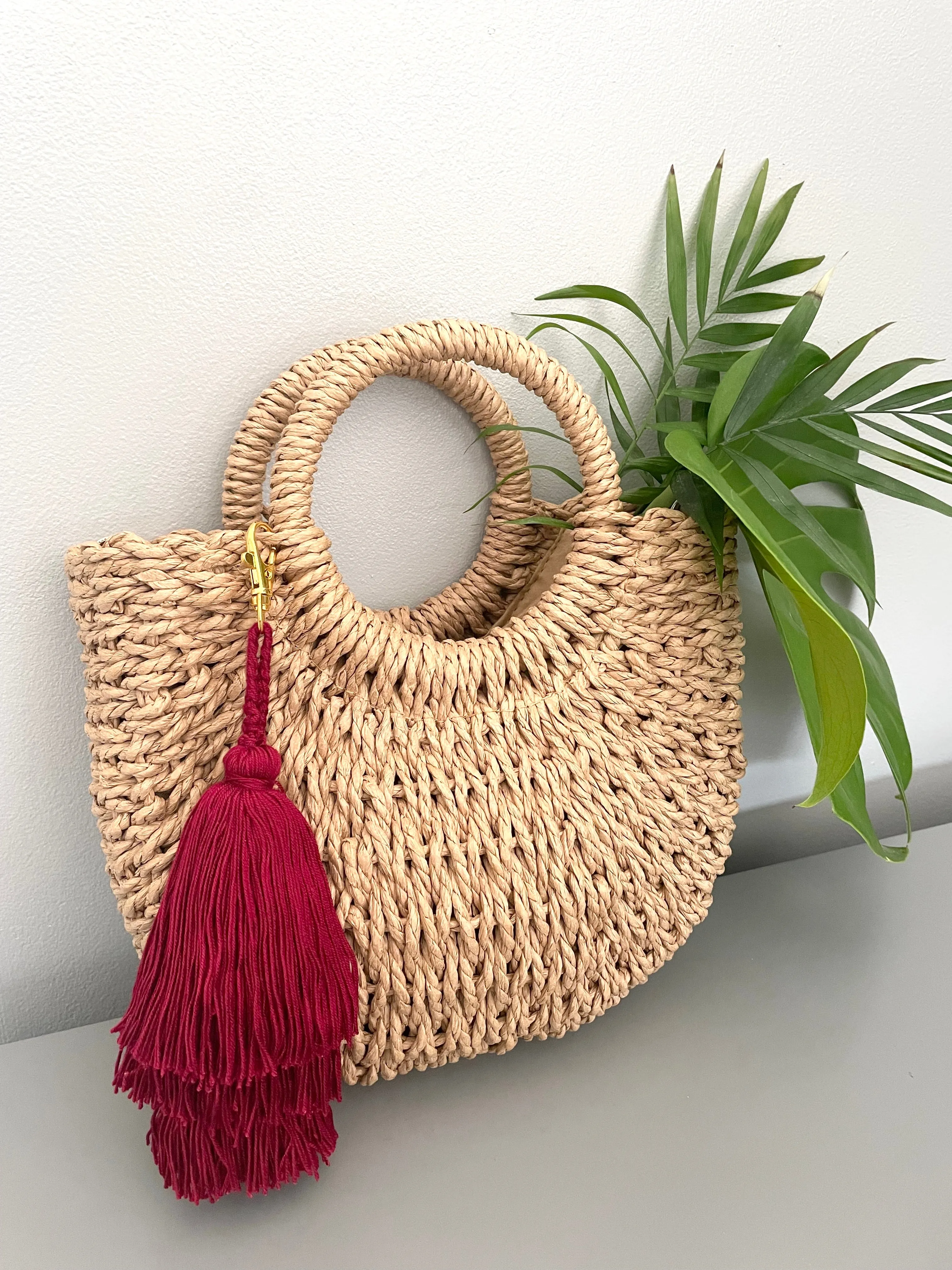 Wine Red Tassel Keychain Bag decoration