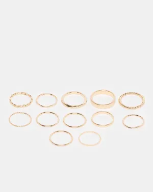 Women Gold Embellished Ring Set (Pack of 12)
