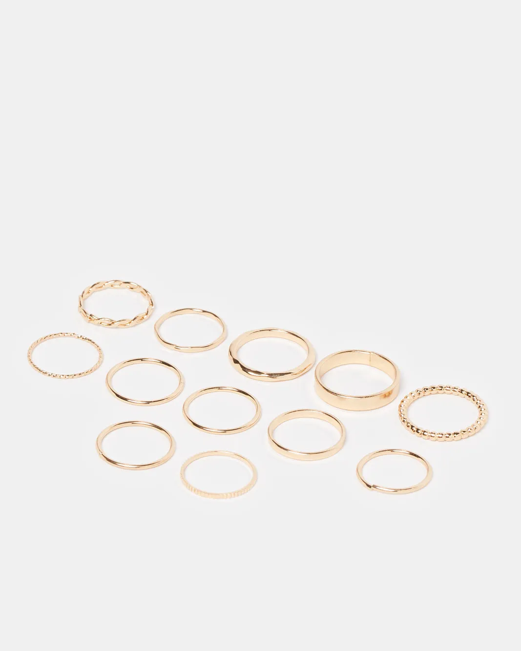 Women Gold Embellished Ring Set (Pack of 12)