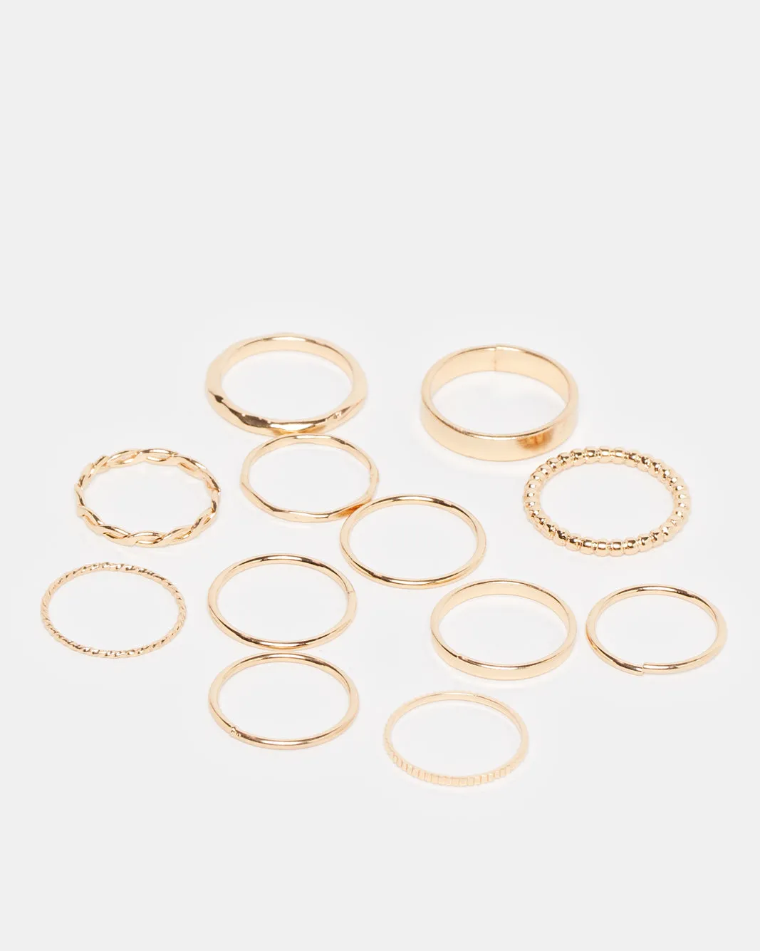 Women Gold Embellished Ring Set (Pack of 12)