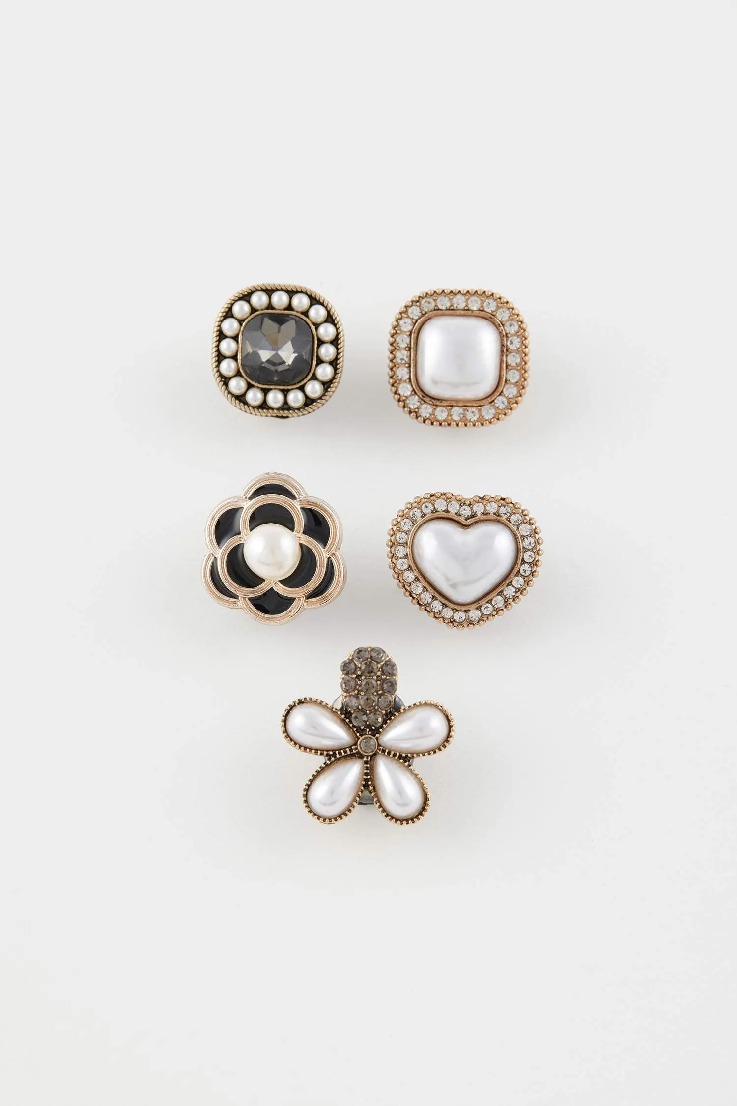 Women's 5 Pcs Pearl Detailed Slippery Ornament