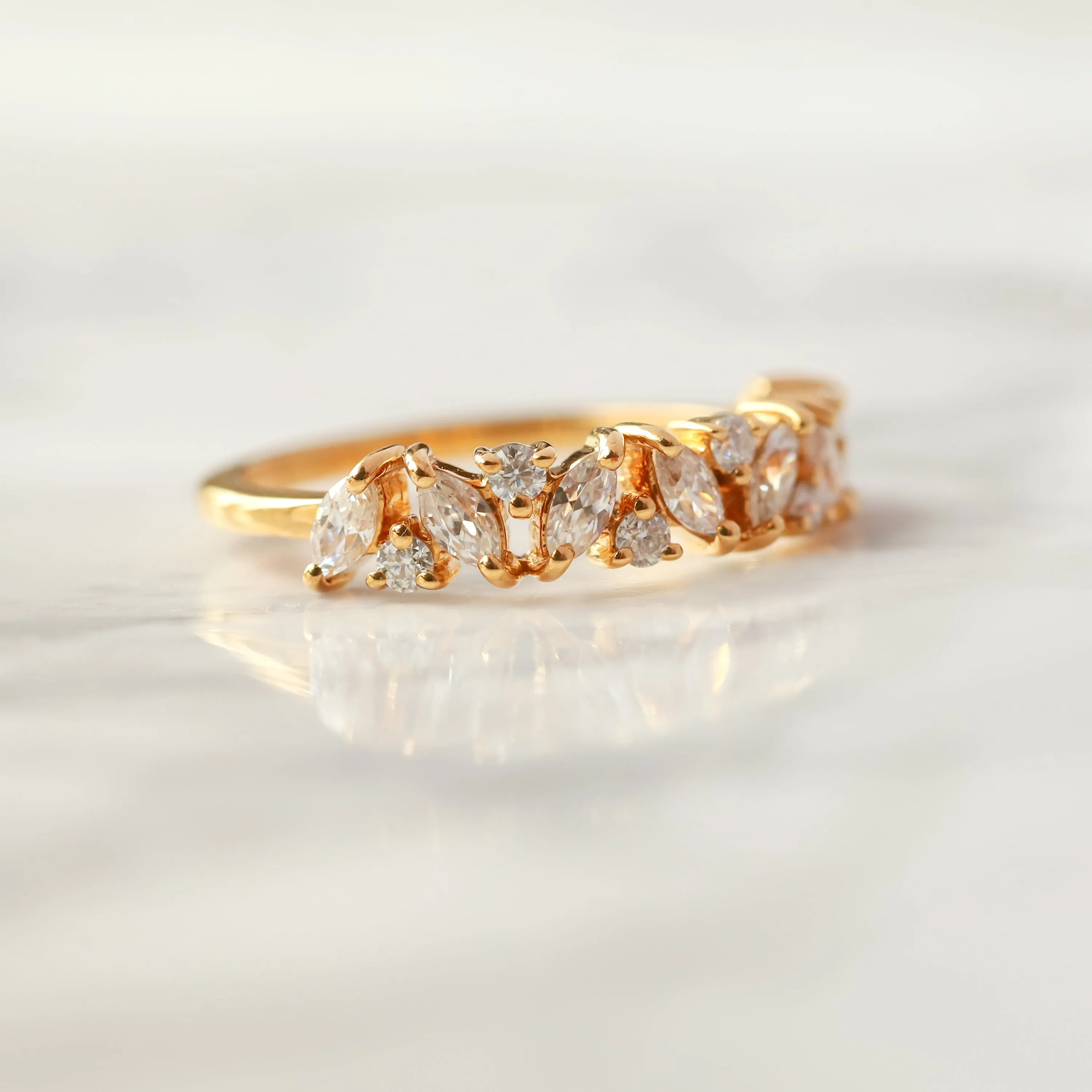 Yasmin Marquise Moissanite Cluster Band with Moissanite