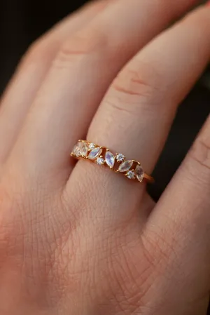 Yasmin Marquise Moonstone Cluster Band with Moissanite